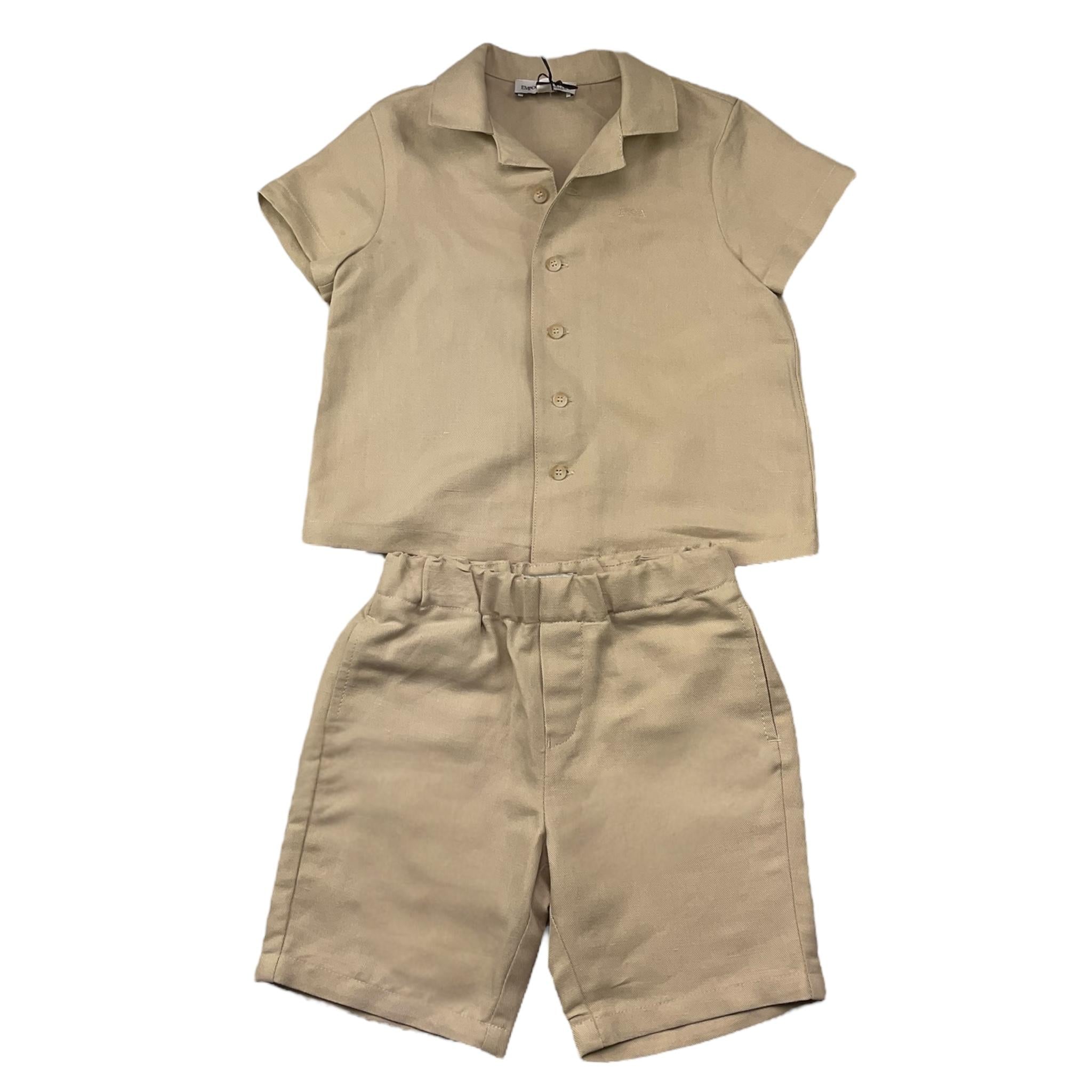 Emporio Armani Completo 2 Pezzi Camicia-Bermuda Tinta Unita per Neonato 3RHVJ5 BEIGE EMPORIO ARMANI 