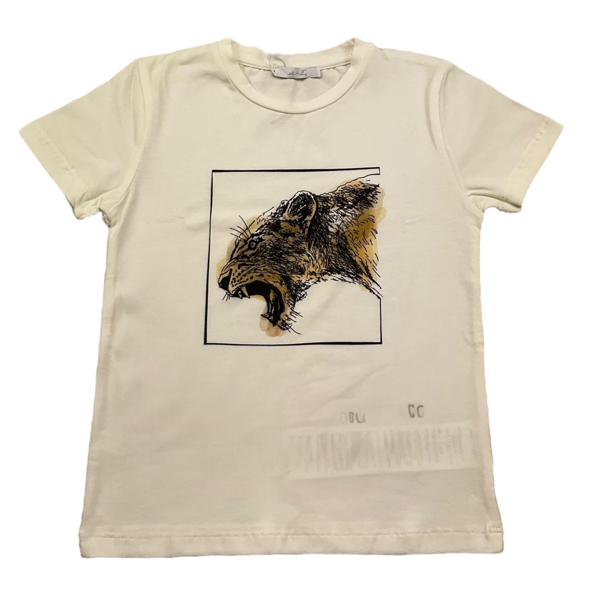 M+E' T-Shirt Girocollo Tinta Unita con Stampa per Bambino UEM0517 PANNA M+E' 