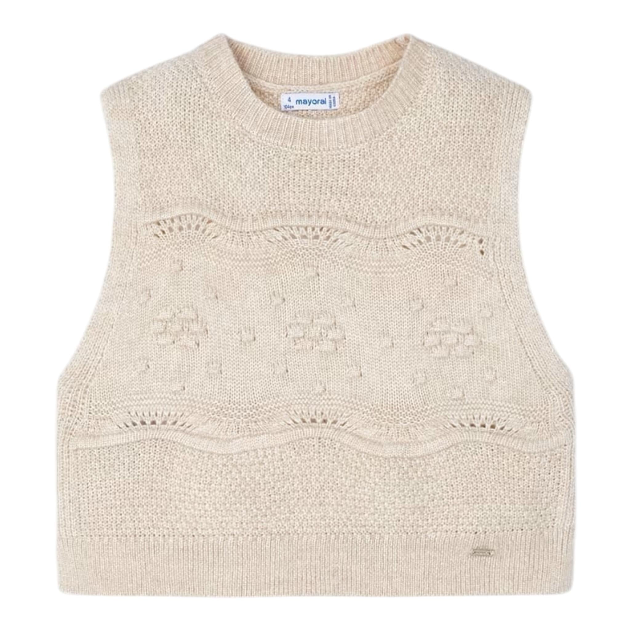 MAYORAL gilet in maglia tinta unita girocollo Beige per Bambina 4364 BEIGE MAYORAL 