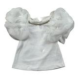 Miss Grant T-Shrit Girocollo Tinta Unita con Applicazioni per Bambina MG1244J BIANCO MISS GRANT 
