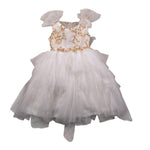 Miss Leod Abito Giromanica con Ricami E Tulle Panna per Bambina 4544 PANNA MISS LEOD 