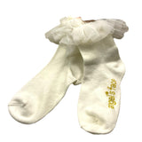 Angel'S Face Plain Socks With Cream Tulle For Girls