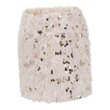 Dou Dou Gonna Tinta Unita con Paillettes E Piume per Bambina DW7A11 BEIGE DOU DOU 