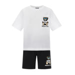 Moschino Completo 2 Pezzi T-Shirt-Bermuda  per Bambino HUG00RX BIANCO/NERO MOSCHINO 