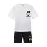 Moschino Completo 2 Pezzi T-Shirt-Bermuda  per Bambino HUG00RX BIANCO/NERO MOSCHINO 
