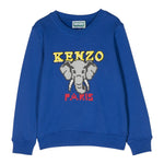 KENZO felpa chiusa girocollo tinta unita cn logo Blu per Bambino K25849 BLU KENZO 