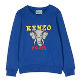 KENZO felpa chiusa girocollo tinta unita cn logo Blu per Bambino K25849 BLU KENZO 