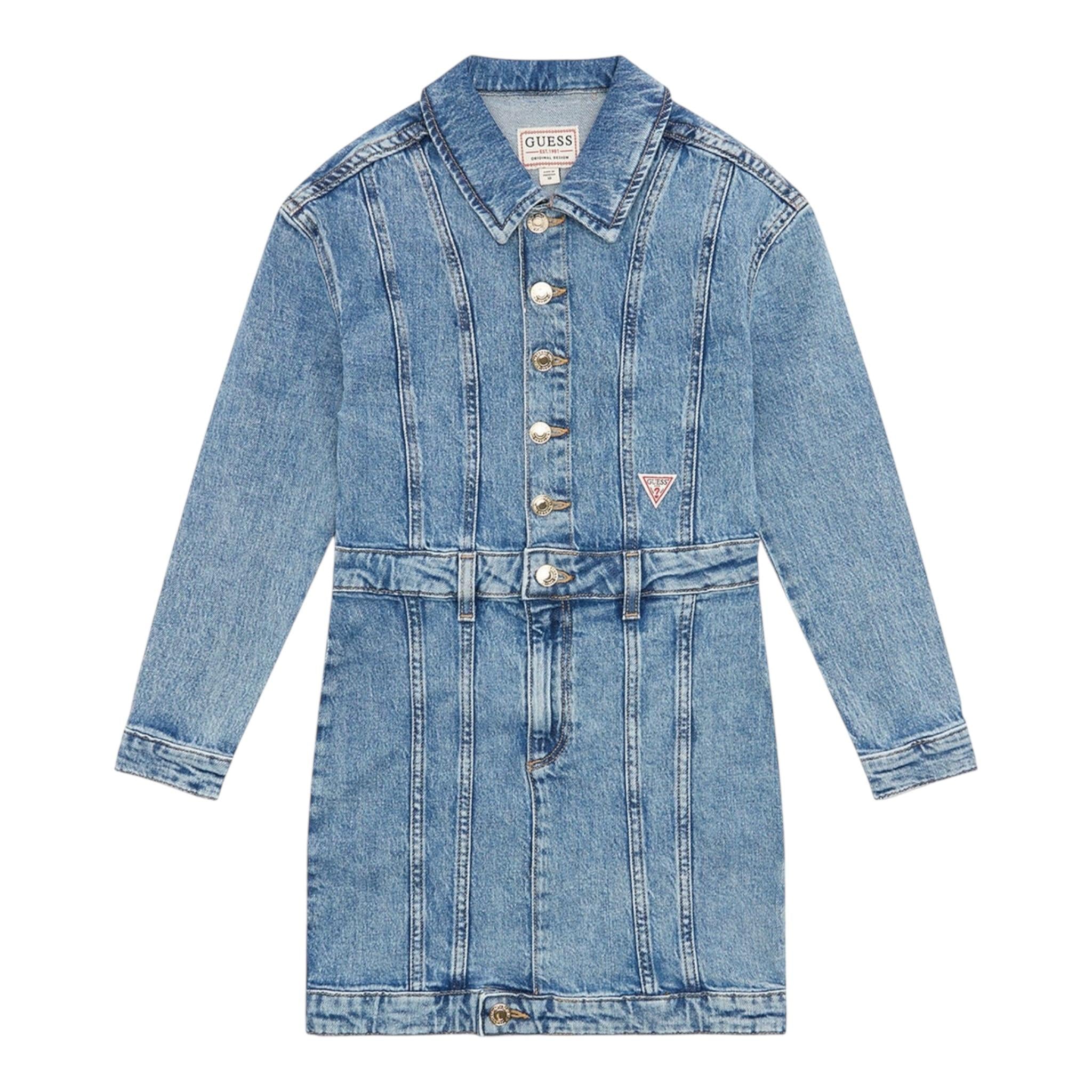 GUESS abito in denim tinta unita manica lunga Azzurro per Bambina J4YK26D4WF0X AZZURRO GUESS 