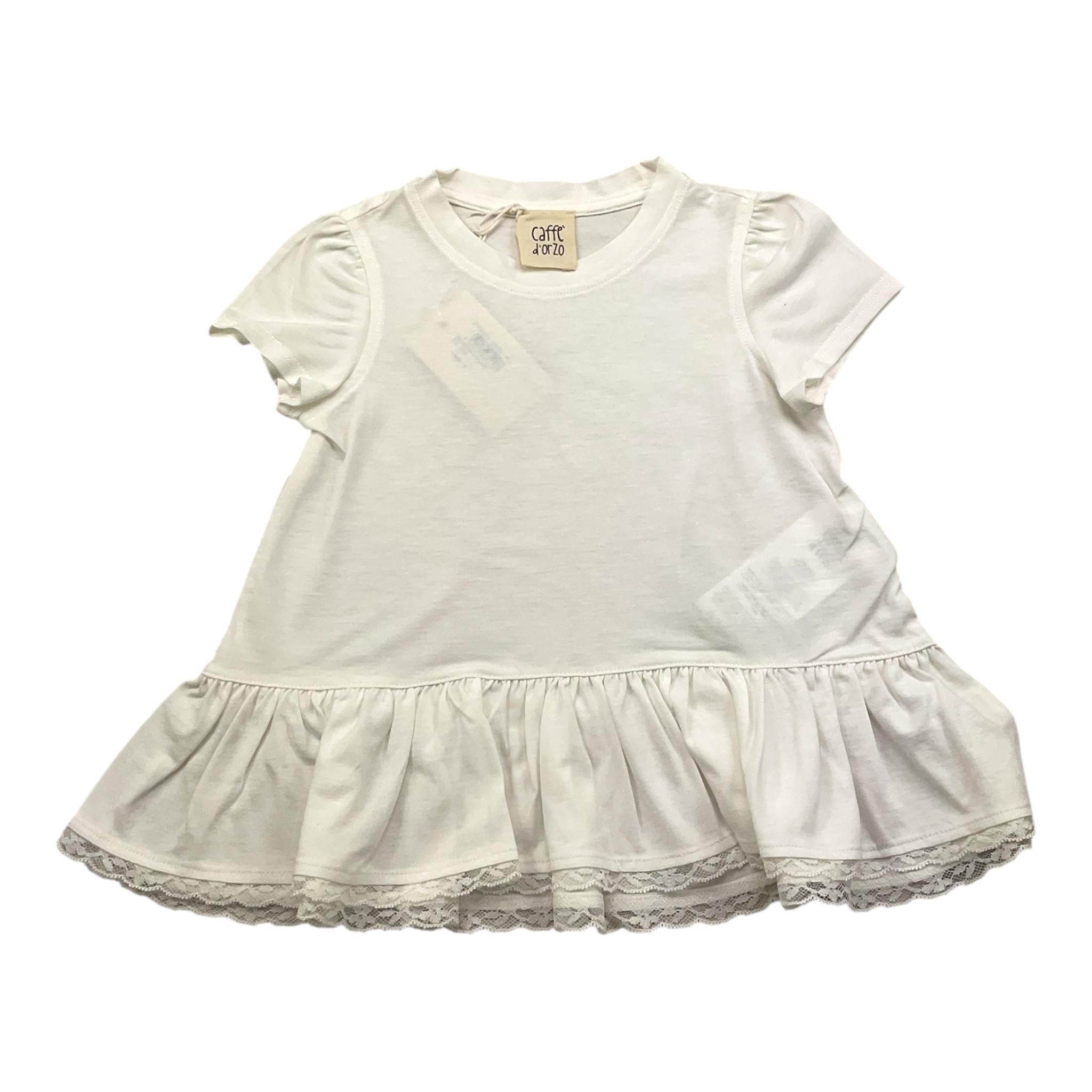 Caffe' D'Orzo T-Shirt Girocollo Tinta Unita con Ricami per Bambina ZW8A31 BIANCO CAFFE' D'ORZO 