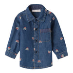 Mini Banda Camicia Manica Lunga tinta unita con Stampa Orsi Blu per Neonato 3B659X BLU MINI BANDA 