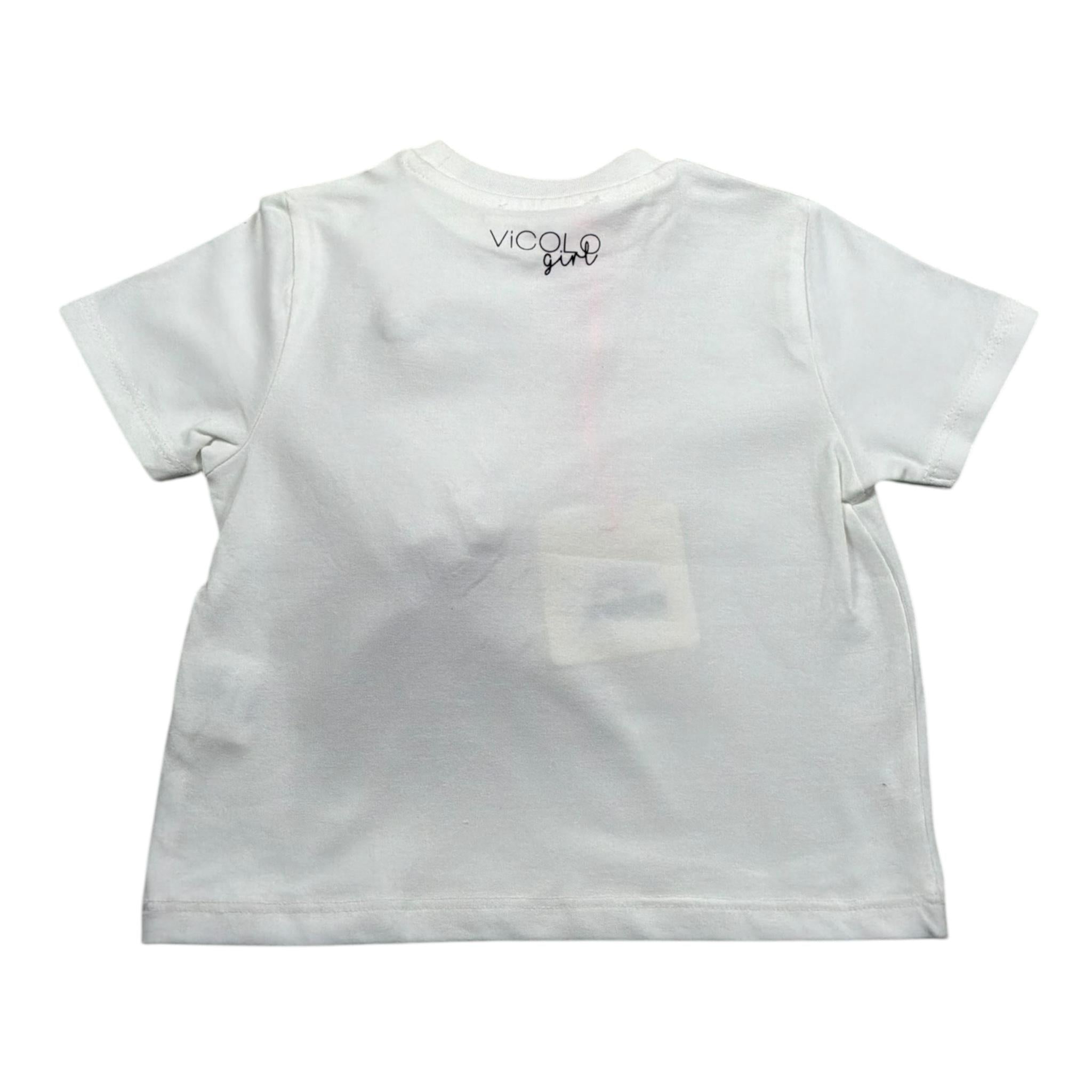 Vicolo T-Shirt Girocollo Tinta Unita con Applicazione per Neonata 3146M00265N BIANCO VICOLO 