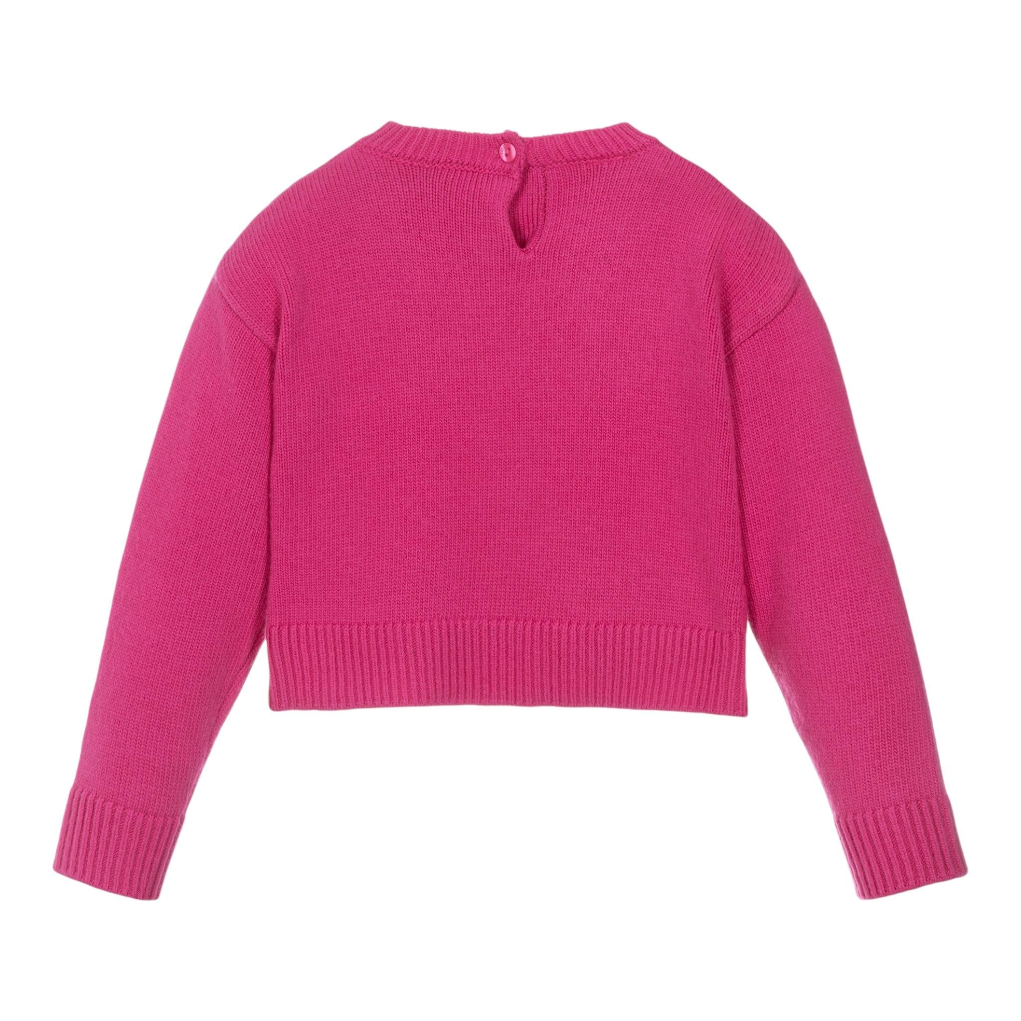 I DO maglia girocollo tinta unita con fiocco Fuxia per Bambina 4A558 FUXIA I DO 