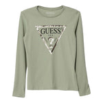 GUESS shirt girocollo tinta unita con stampa Verde per Bambina J84I36K8HM0XX VERDE GUESS 