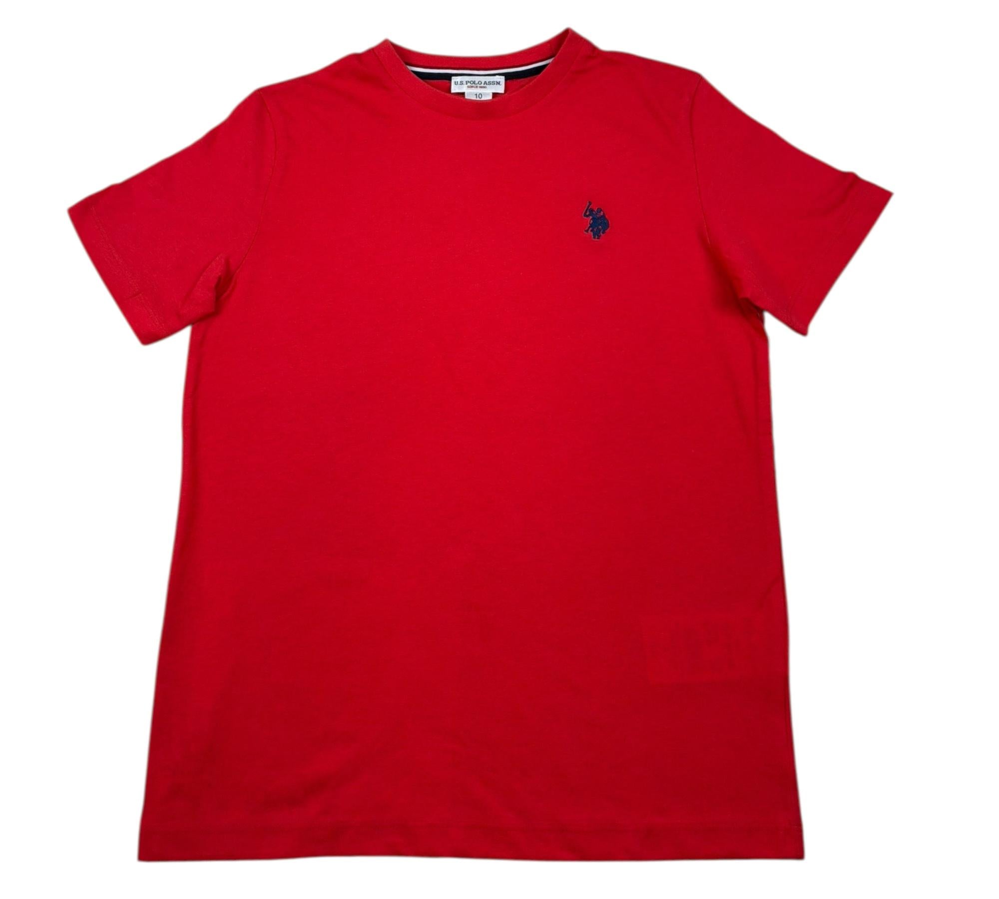 U.S. Polo Assn T-Shirt Girocollo Tinta Unita con Logo per Bambino US41554J ROSSO U.S. POLO ASSN 