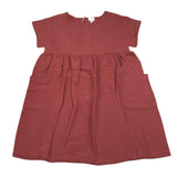 Lalalu' Bordeaux Solid Color Crew Neck Half Sleeve Dress for Girls