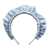 Simonetta Plain Headband Blue Check Pattern For Girls