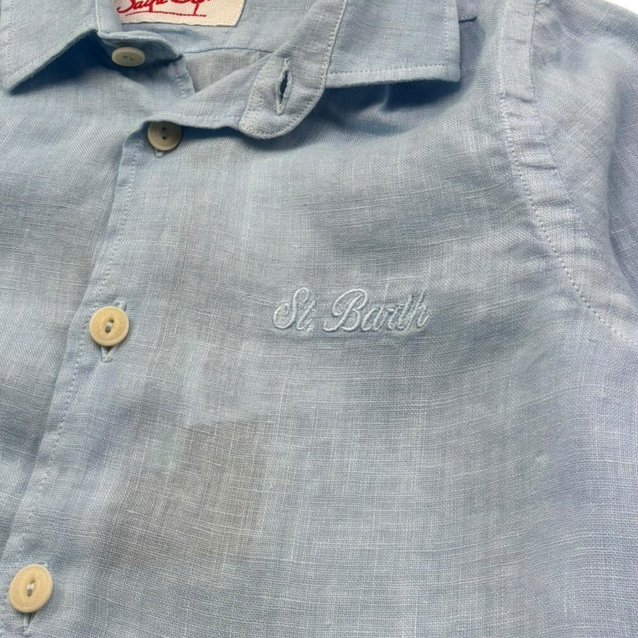 Saint Barth Camicia Manica Lunga Tinta Unita per Bambino 00555L AZZURRO SAINT BARTH 