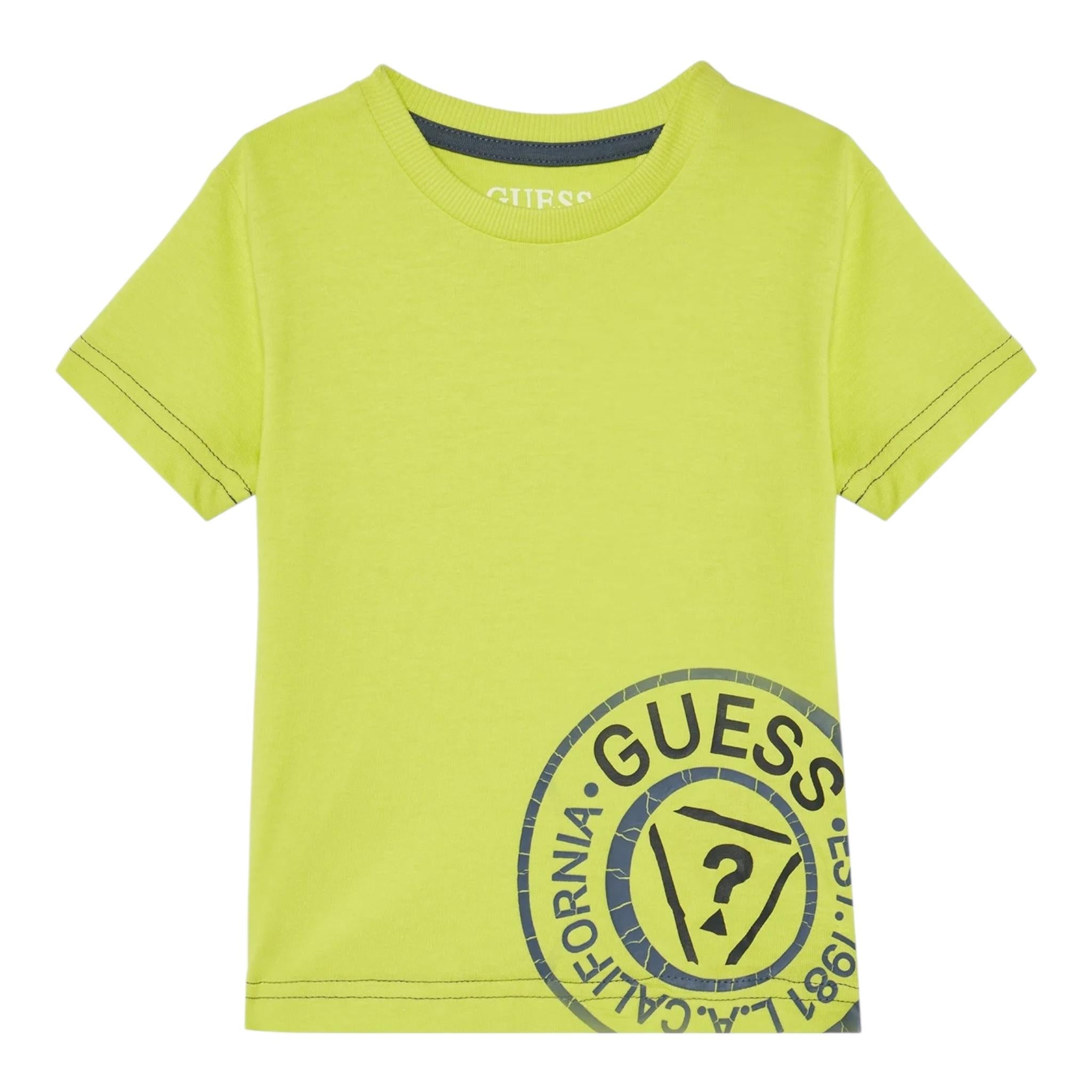 Guess T-Shirt Girocollo Tinta Unita con Stampa per Neonato N5RI15K8HM4X VERDE GUESS 