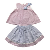 Ilfarobimbi Two-Tone Tank-Skirt Set With White Striped Pattern For Girls