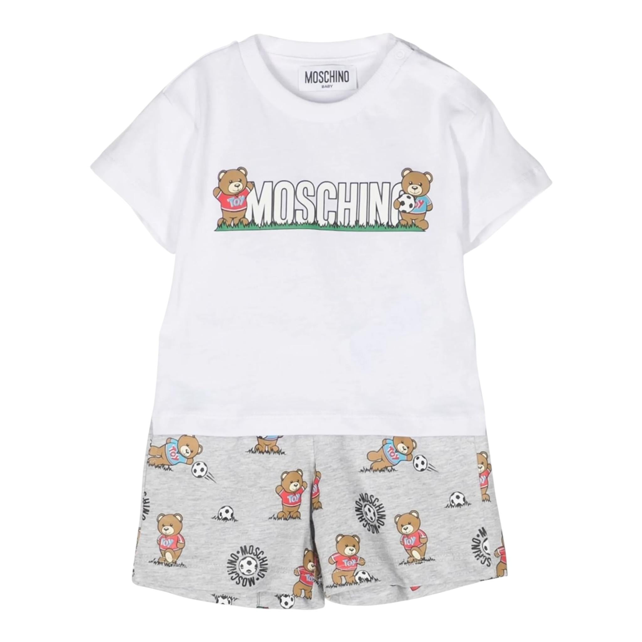 Moschino Completo 2 Pezzi T-Shirt-Bermuda Bianco/Grigio per Neonato COMPLMOS BIANCO/GRIGIO MOSCHINO 