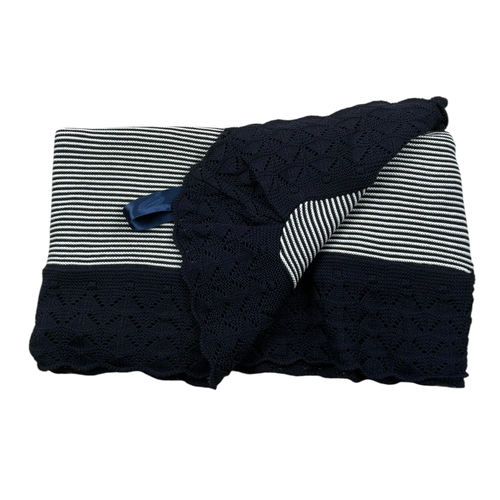 Juliana Coperta Tinta Unita con Fantasia A Righe per Neonata J3007 BLU JULIANA 