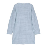 Herno Solid Color Coat With Buttons Crew Neck Light Blue For Girls