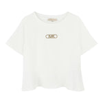 Michael Kors T-Shirt Girocollo Tinta Unita con Logo per Bambina R30321 BIANCO MICHAEL KORS 