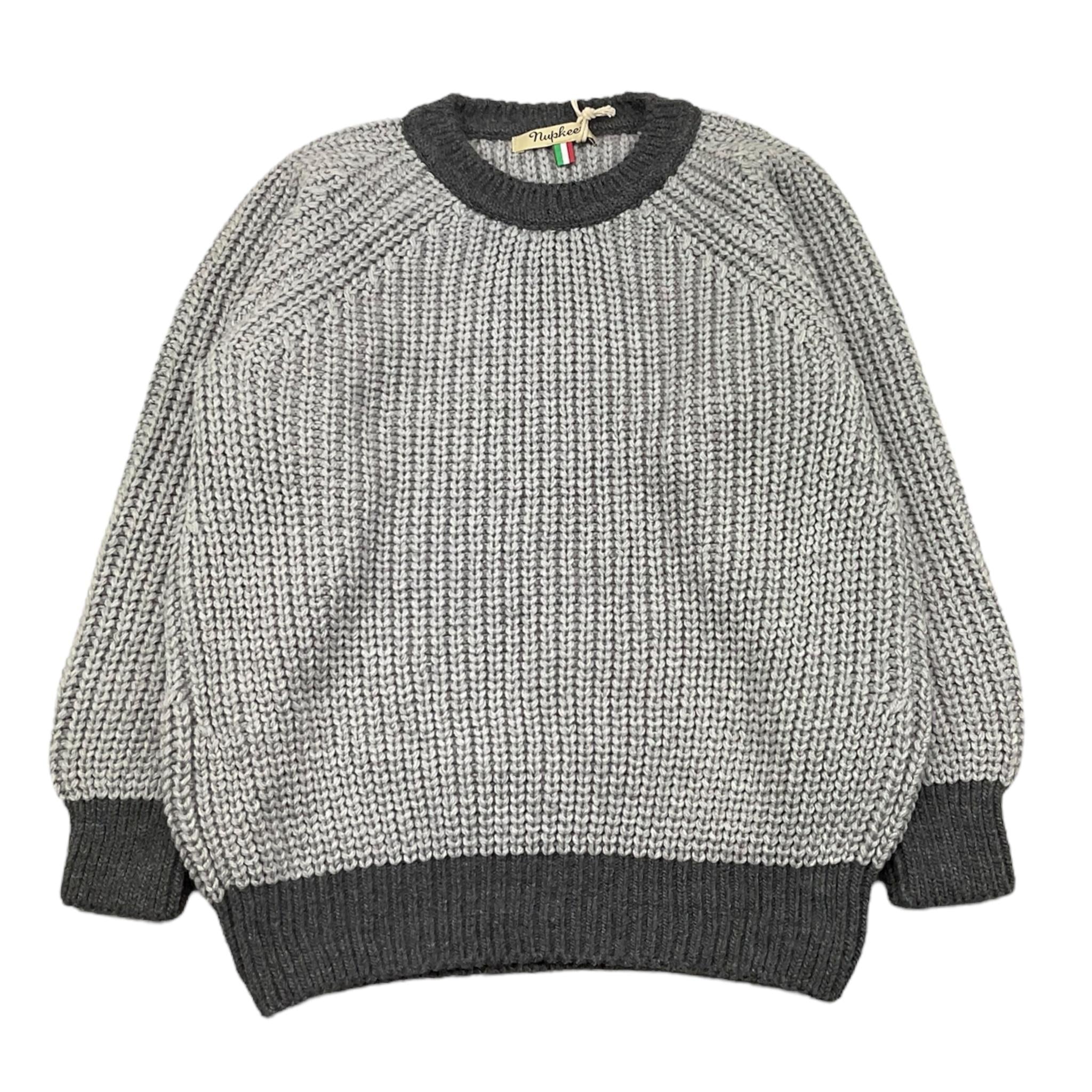 NUPKEET maglia girocollo tinta unita con profili in contrasto Grigio per Bambino 4DNK405 GRIGIO NUPKEET 