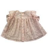 Little Bear Pink Perforated Solid Color Half Sleeve Shirt For Baby Girl