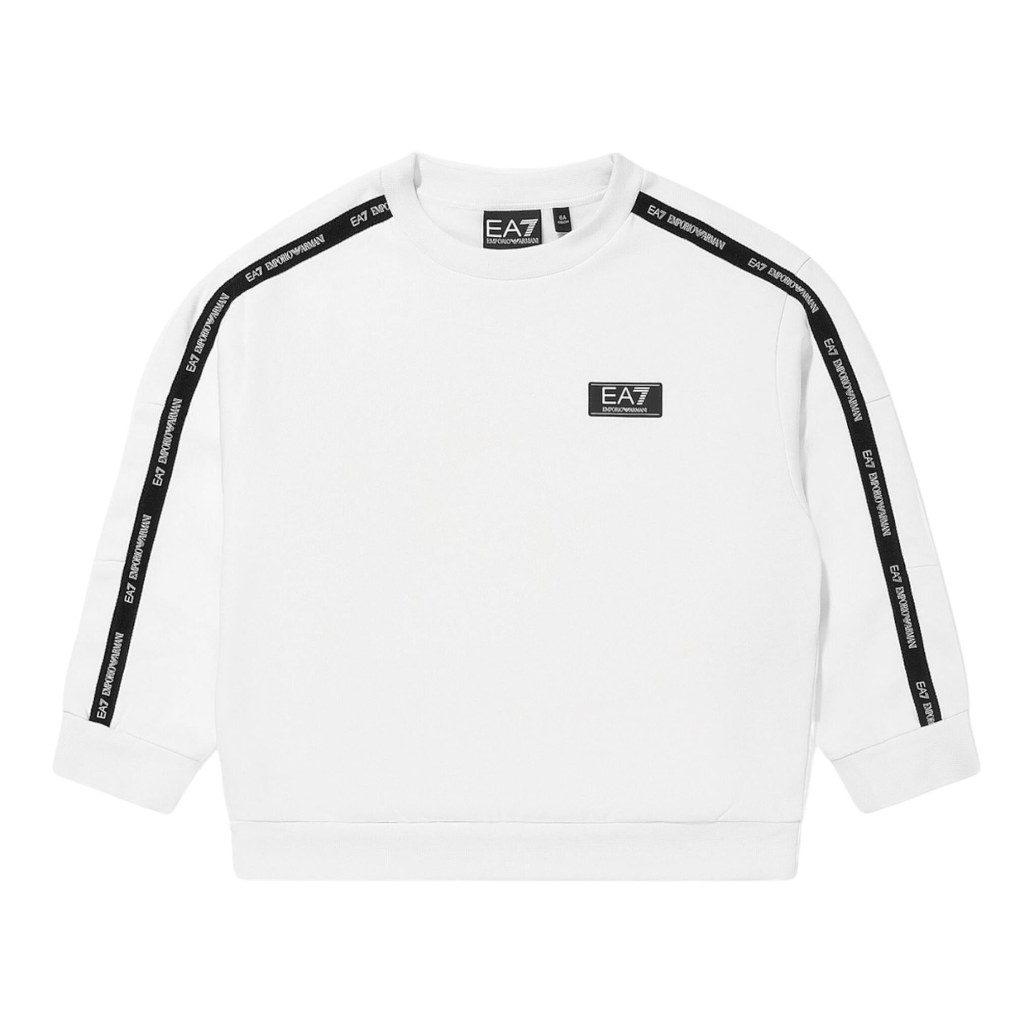 EMPORIO ARMANI felpa tinta unita girocollo con stampa Bianco per Bambino 6DBM63 BIANCO EMPORIO ARMANI 