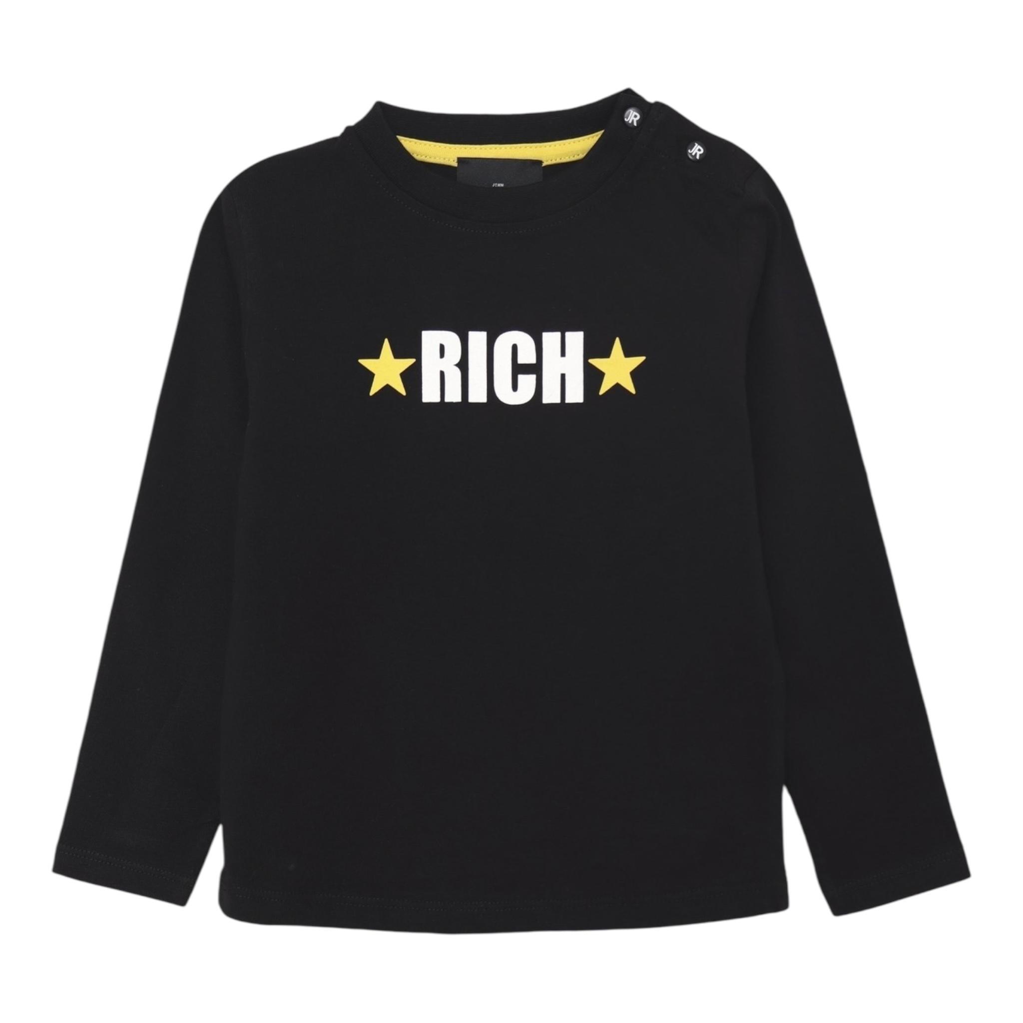 JOHN RICHMOND shirt girocollo tinta unita con stampa Nero per Neonato RIA24063TS NERO JOHN RICHMOND 