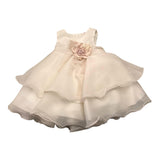 Mimilu' Ceremonial Dress with Armholes in Solid Color with Pink Belt for Baby Girl