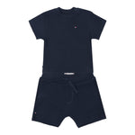 Tommy Hilfiger Complet 2 Pezzi T-Shirt-Bermuda Tinta Unita per Neonato KN0KN01597 BLU TOMMY HILFIGER 