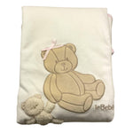LE BEBE' coperta tinta unita con ricami in ciniglia Bianco per Neonata LBG6167 BIANCO LE BEBE' 
