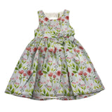 Losan Solid Color Floral Pattern Sleeveless Dress Light Blue for Girls