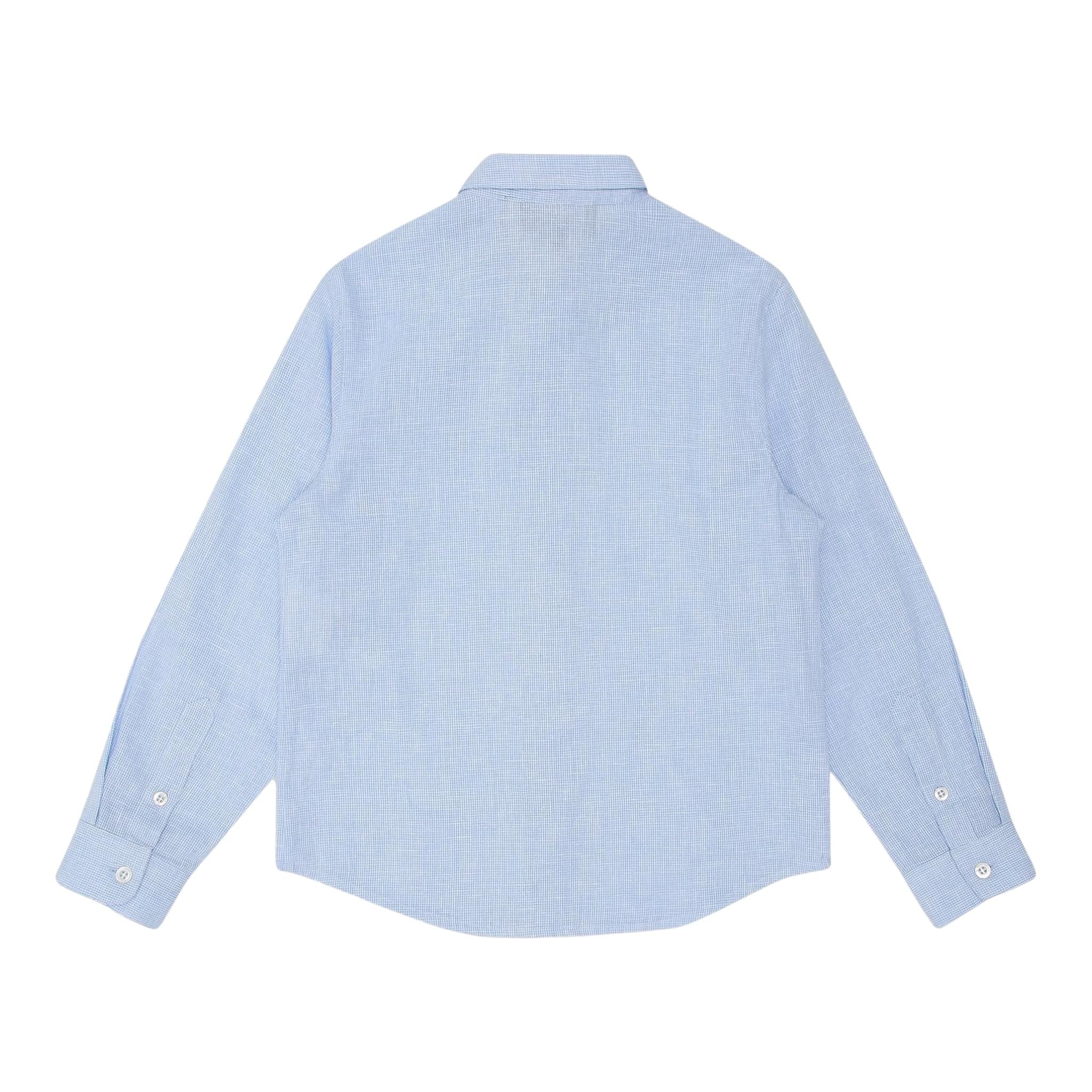 Emporio Armani Camicia Tinta Unita con Manica Lunga E Microfantasia per Neonato 3D4CJDN AZZURRO EMPORIO ARMANI 