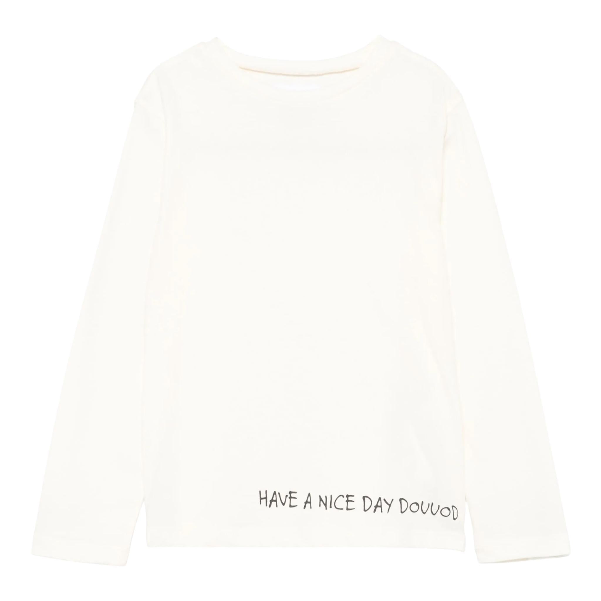 DOU DOU t-shirt girocollo tinta unita cn stampa in contrasto Panna per Bambino DV8P00 PANNA DOU DOU 