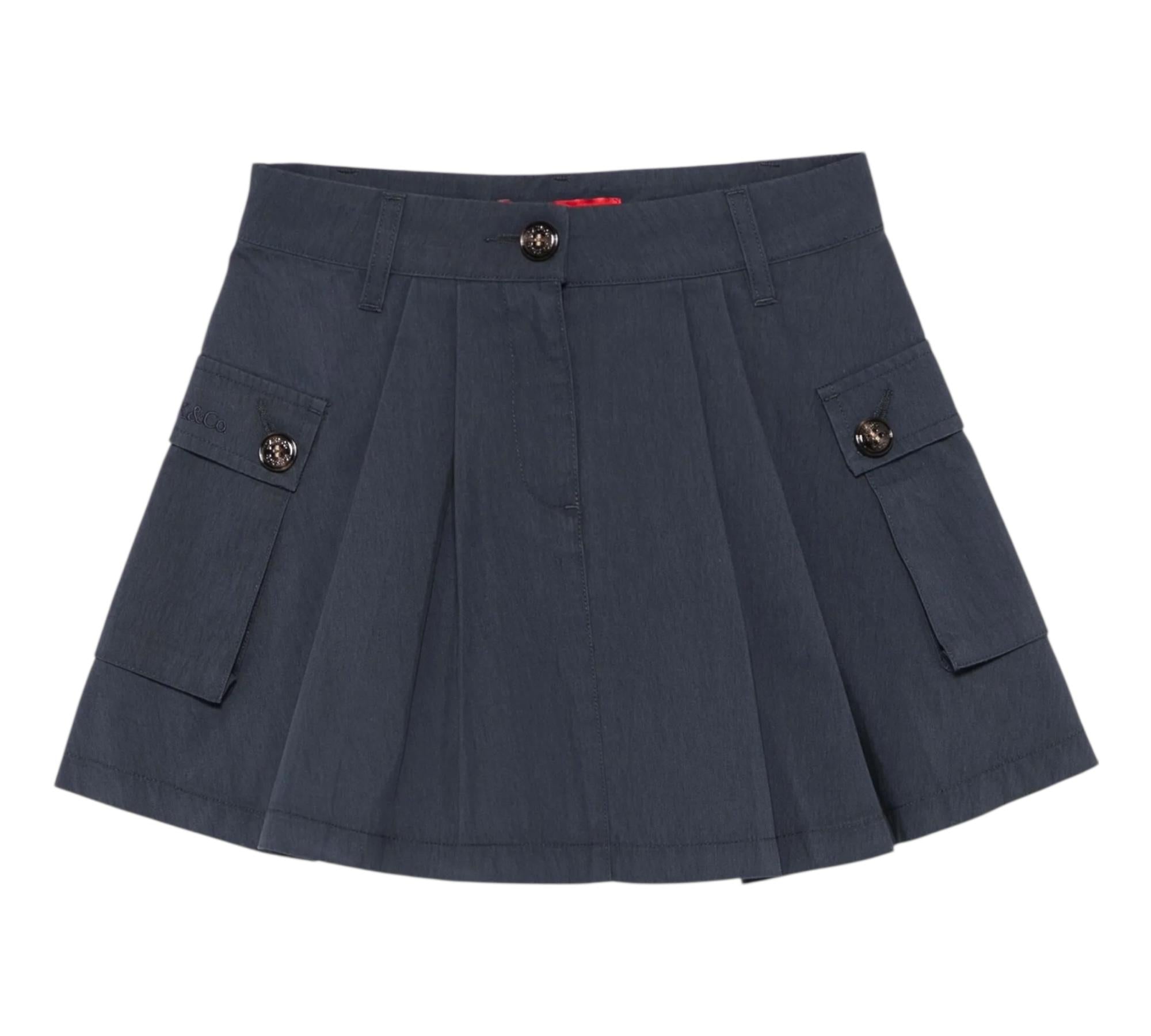 Max&Co. Gonna Tinta Unita con Tasche per Bambina MX0132X BLU MAX&Co. 