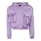 Disclaimer Plain Purple Zip Up Hoodie For Girls