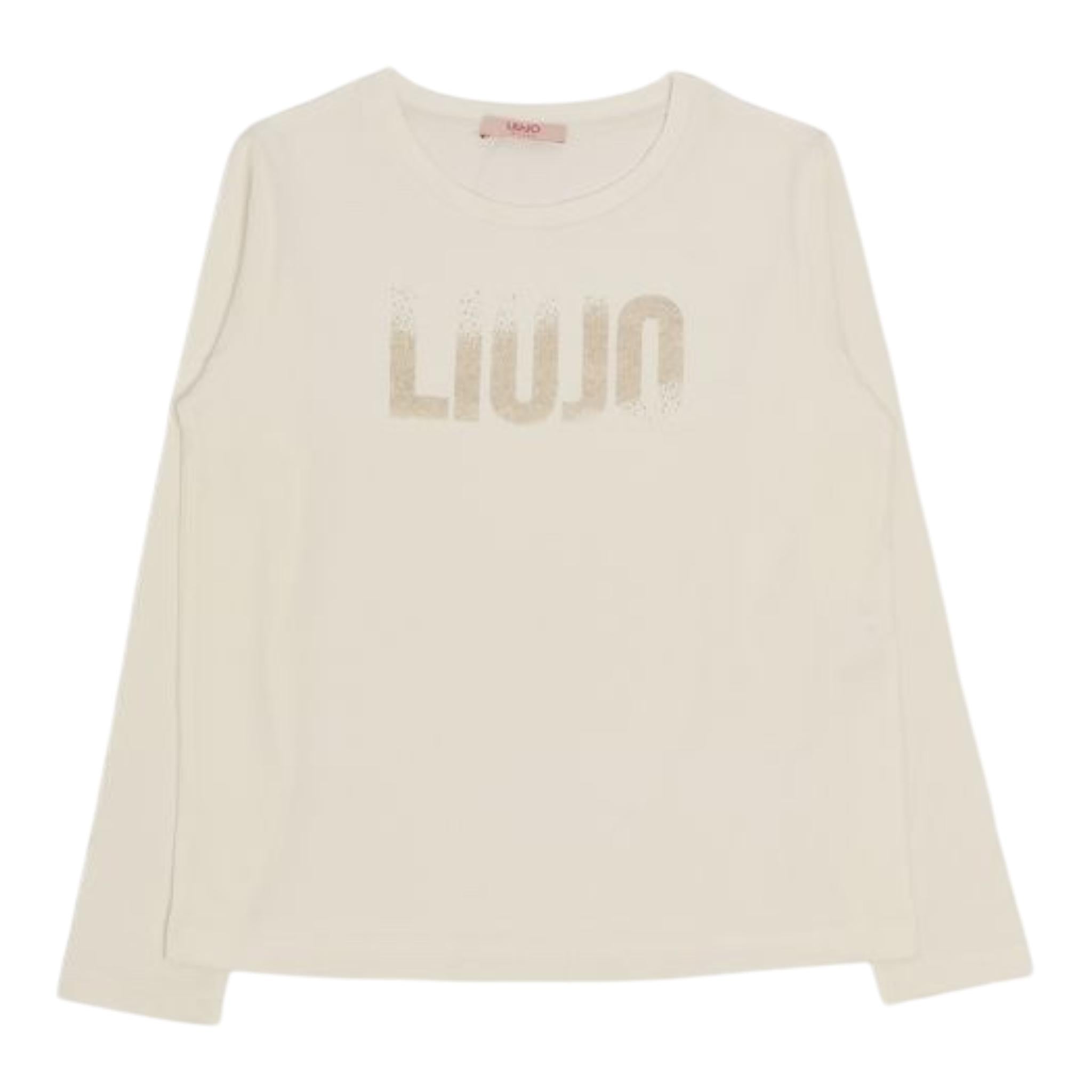 LIU JO shirt girocollo tinta unita con stampa Bianco per Bambina GF4210X BIANCO LIU JO 