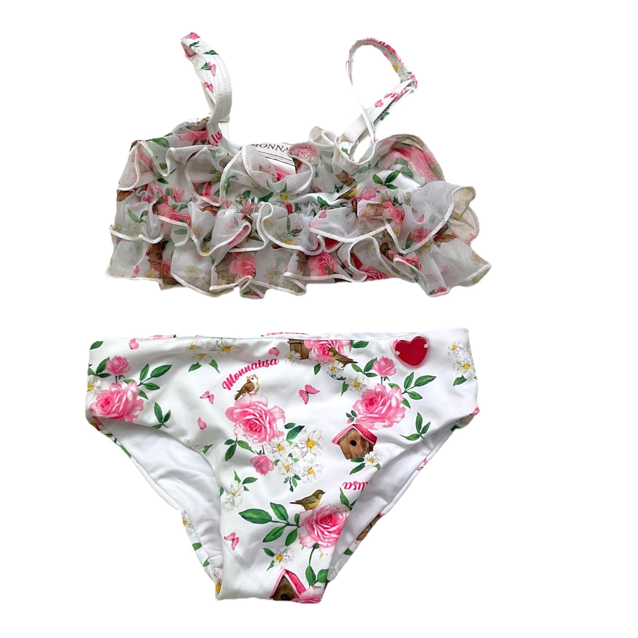 Monnalisa Costume 2 Pezzi Fascia-Slip con Fantasia per Neonata 39C041 BIANCO MONNALISA 