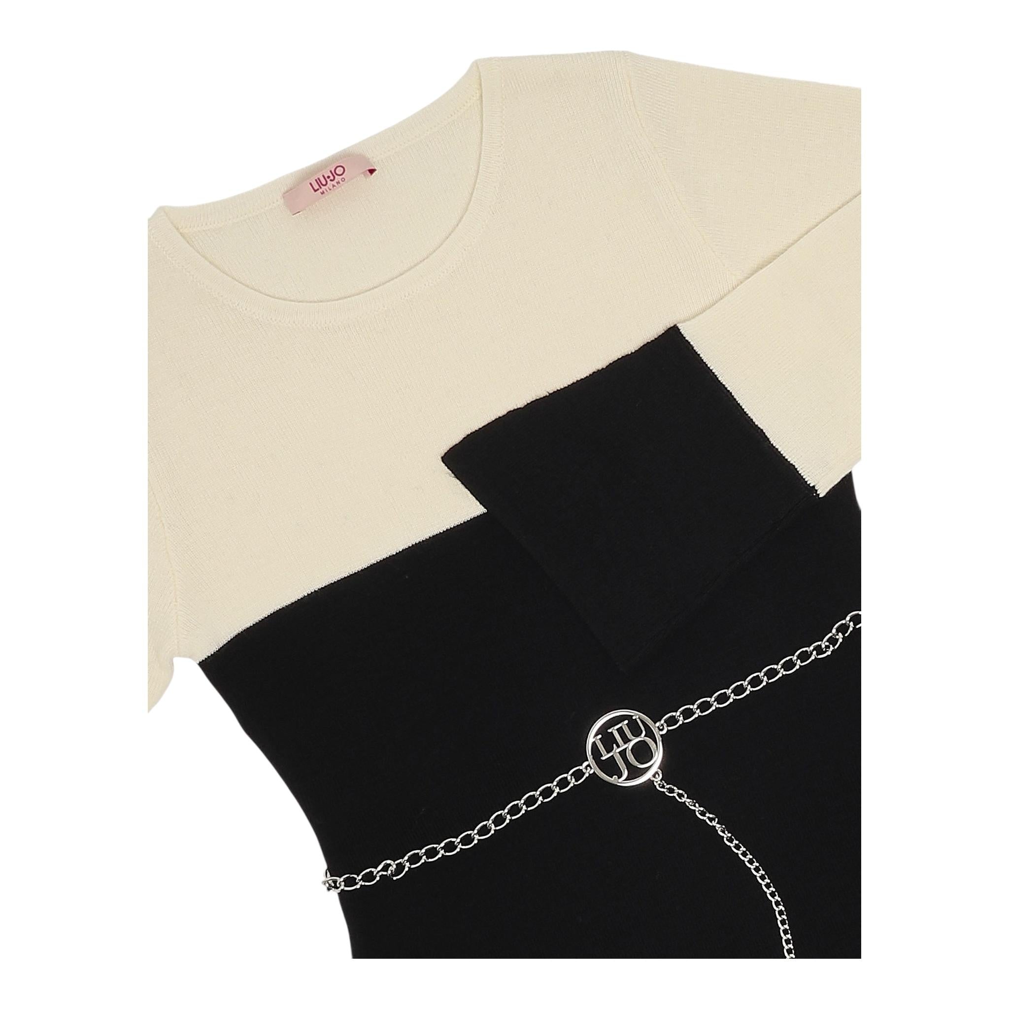 LIU JO abito manica lunga bicolore Panna/nero per Bambina GF4134 PANNA/NERO LIU JO 