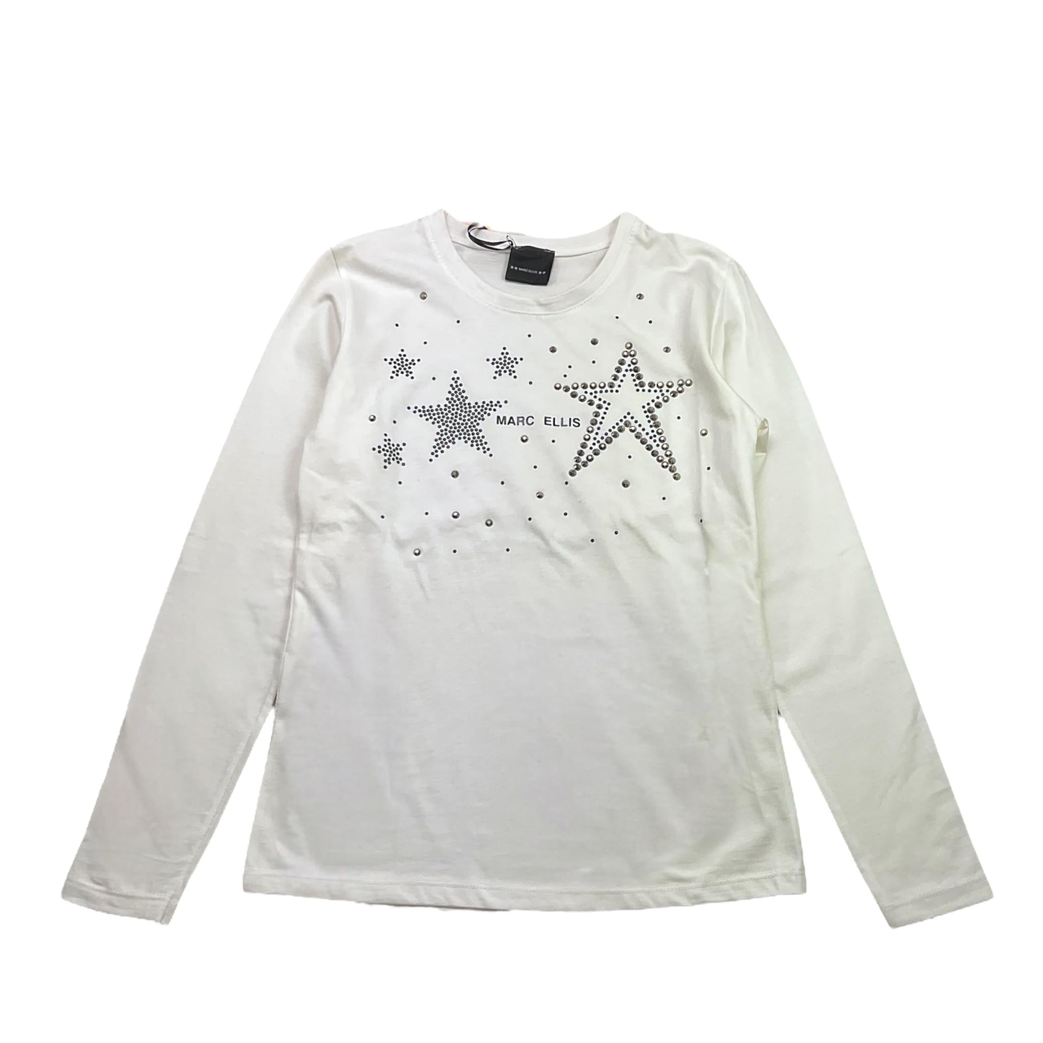 MARC ELLIS shirt girocollo tinta unita con brillantini Bianco per Bambina JMJTS15510 BIANCO MARC ELLIS 
