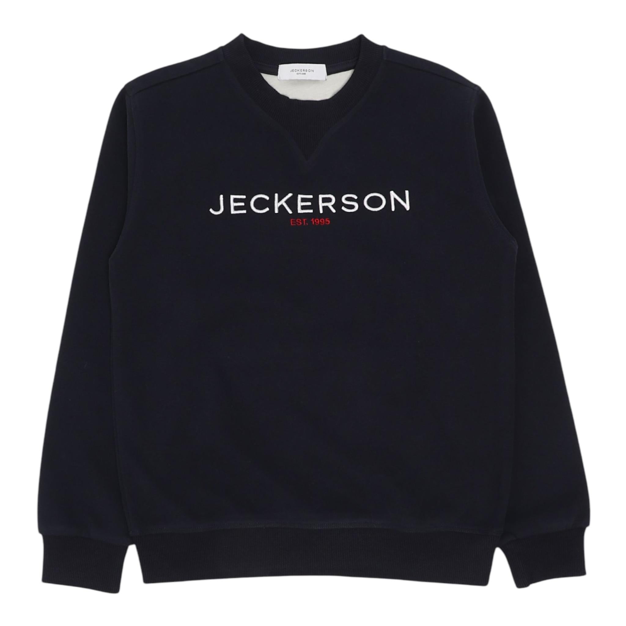 JECKERSON felpa tinta unita girocollo con stampa Blu per Bambino J4429 BLU JECKERSON 
