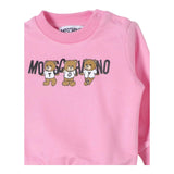 MOSCHINO felpa chiusa girocollo tinta unita con stampa in contrasto Rosa per Neonata M8F04Q ROSA MOSCHINO 