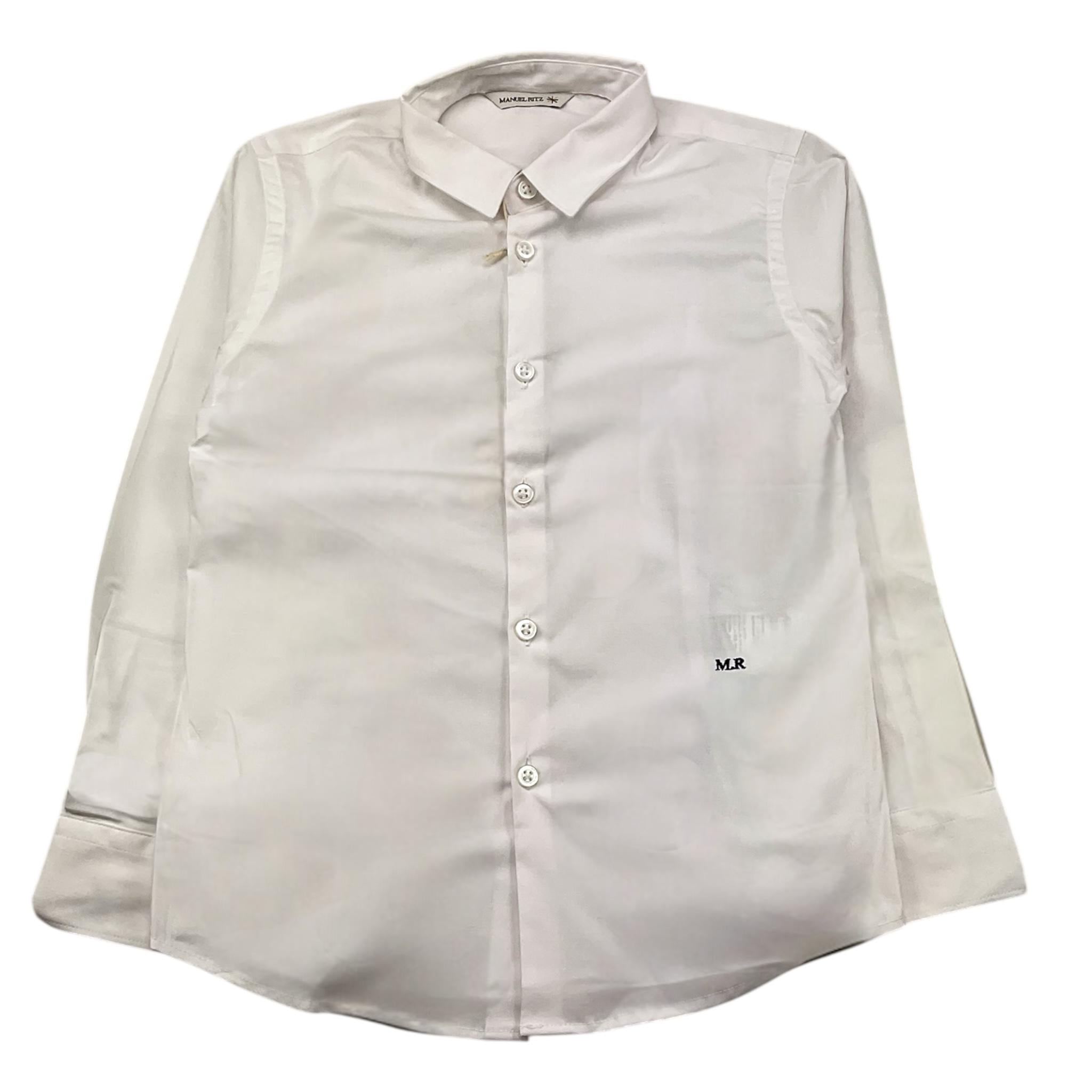 MANUEL RITZ camicia manica lunga con ricamo logo,tinta unita Bianco per Bambino MR1537 BIANCO MANUEL RITZ 