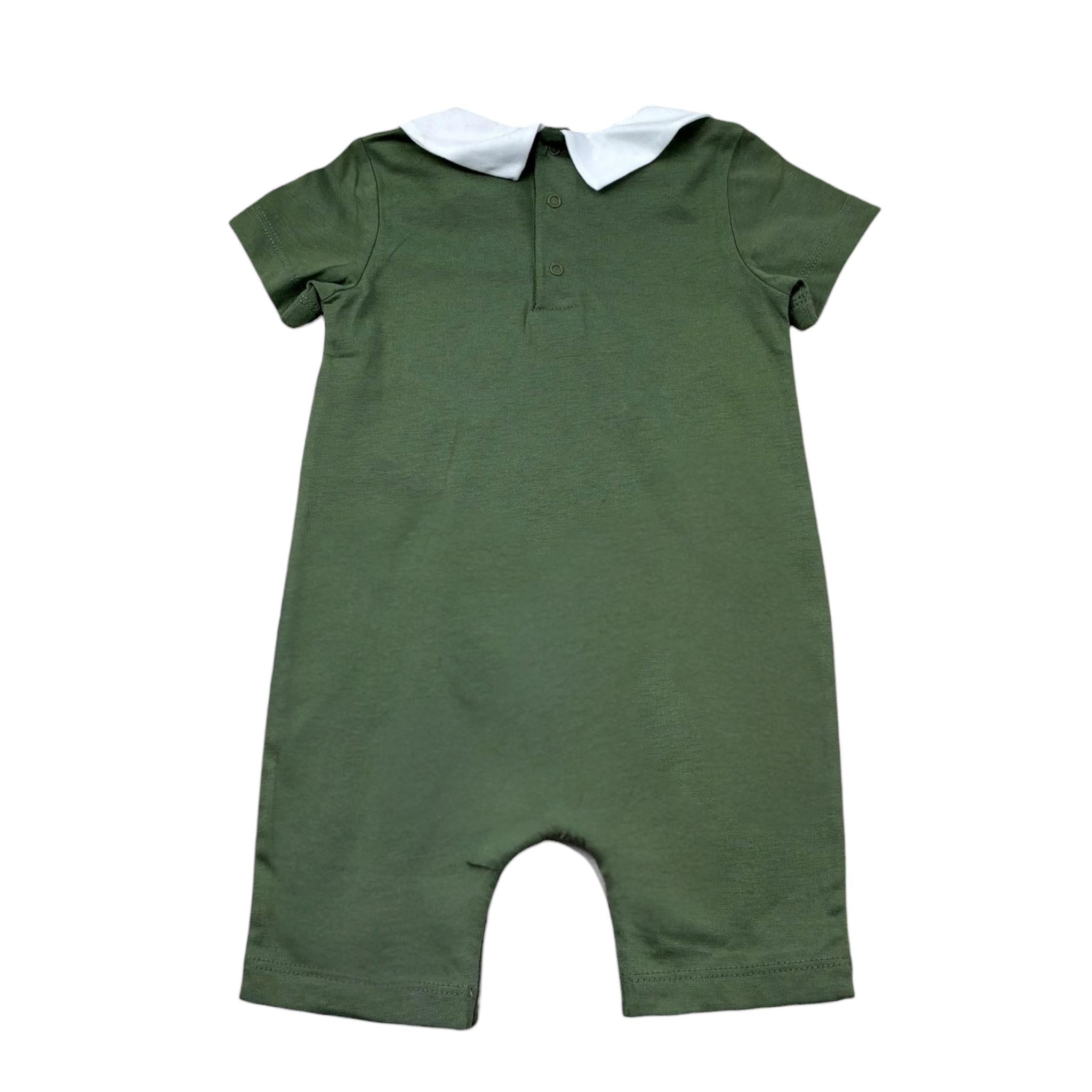 Moschino Pagliaccetto Mezza Manica Tinta Unita con Colletto per Neonato MNY03Y VERDE MOSCHINO 