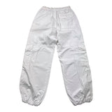 Cecyle Solid Color Elastic Waist Cargo Pants White For Girls