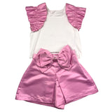 Twinset Complete 2 Pieces T-Shirt-Short White/Pink For Girls
