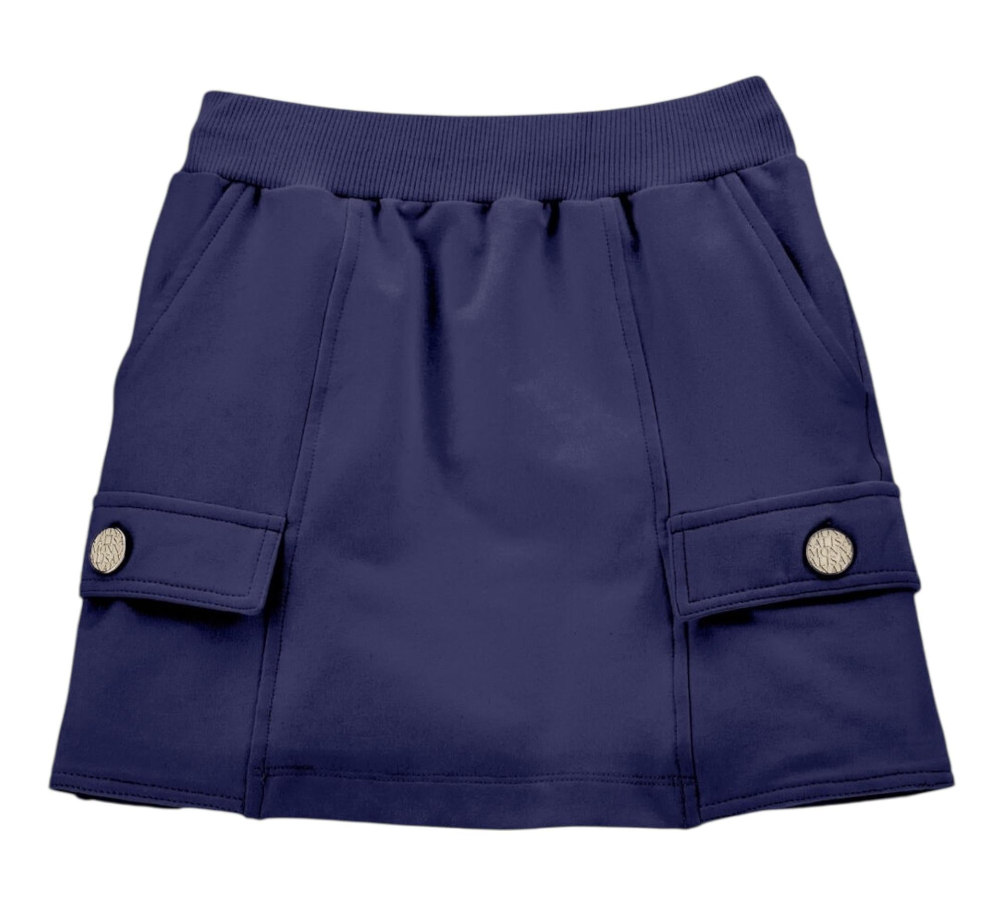 Monnalisa Gonna Tinta Unita con Elastico In Vita per Bambina 17E700 BLU MONNALISA 